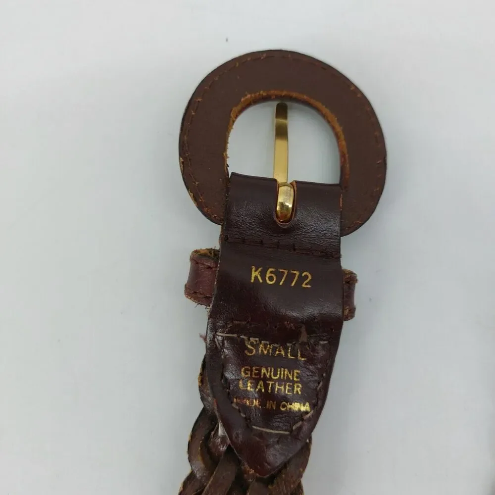 Womens Small Belt Braided Brown Leather Belt Casual Classic 32
